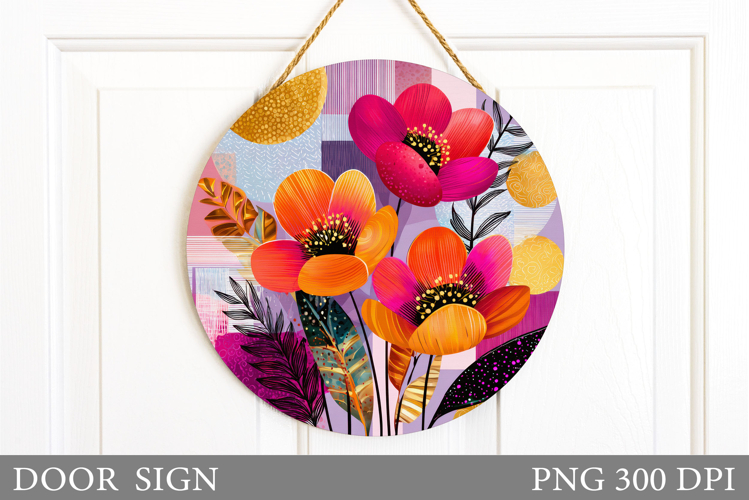 Floral Door Sign Sublimation. Flowers Door Sign Design