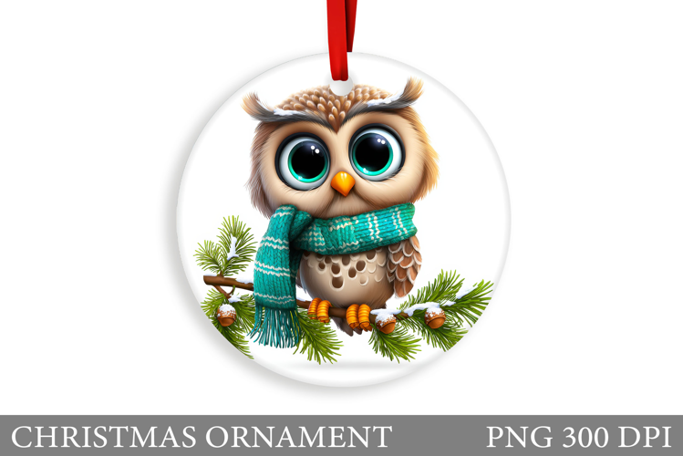 Christmas Owl Christmas Ornament. Christmas Owl Sublimation