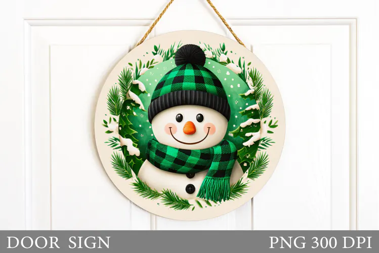 Cute Snowman Door Sign. Christmas Door Sign Design