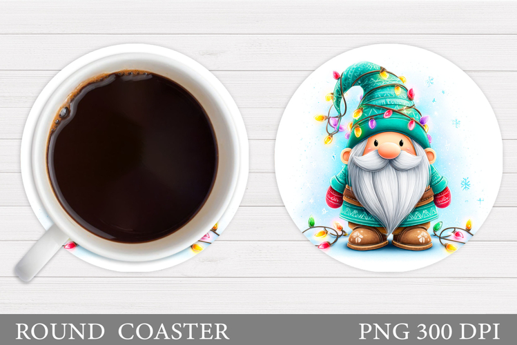 Christmas Gnome Coaster. Christmas Round Coaster Sublimation