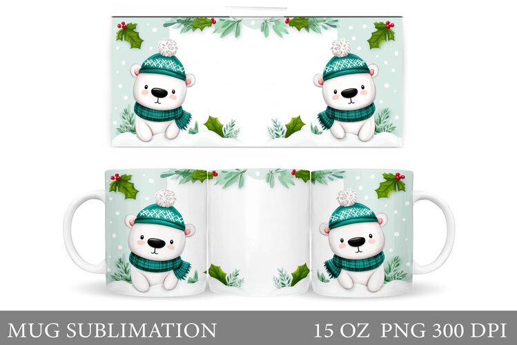 Polar Bear Mug Design. Christmas Mug Sublimation example image 1