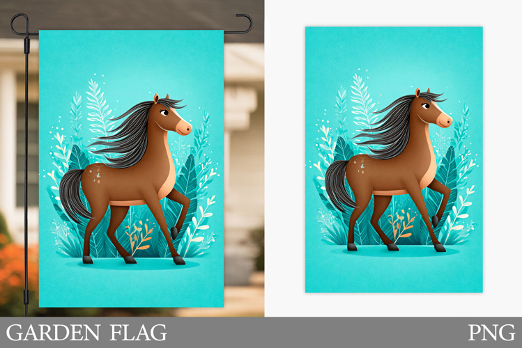 Horse Garden Flag Design. Summer Garden Flag Sublimation