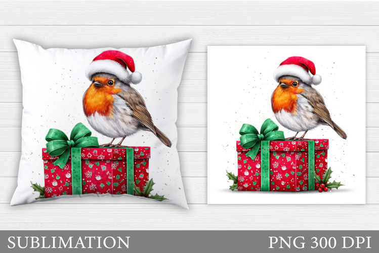 Christmas Bird Pillow Design. Christmas Pillow Sublimation