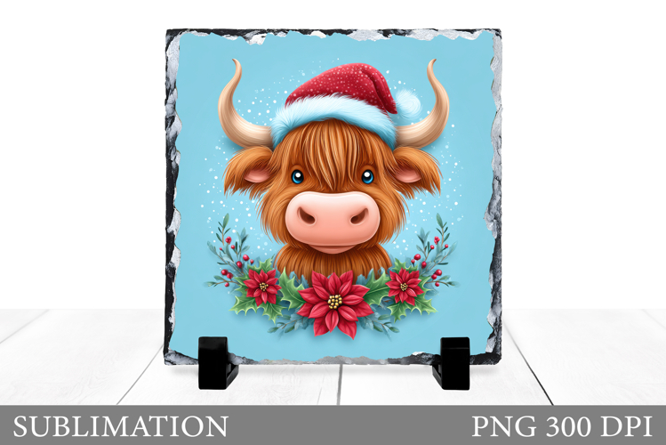 Christmas Cow Sublimation. Christmas Cow Slate Design