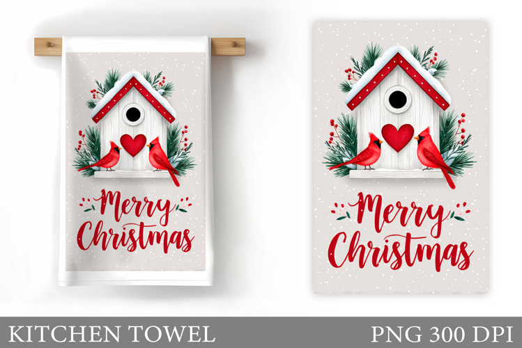 Christmas Bird Kitchen Towel. Christmas Kitchen Towel Design