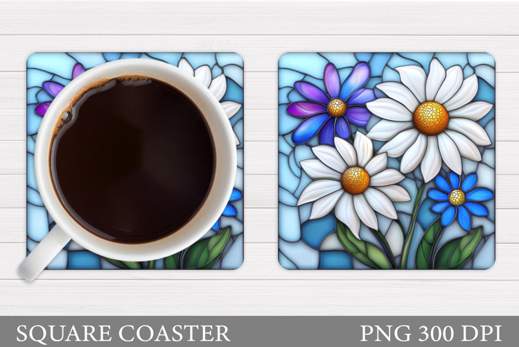 Daisy Flowers Coaster Design. Flowers Sublimation
