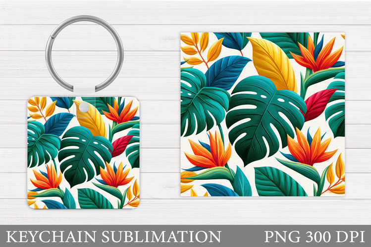 Tropical Leaves Keychain. Tropical Keychain Design
