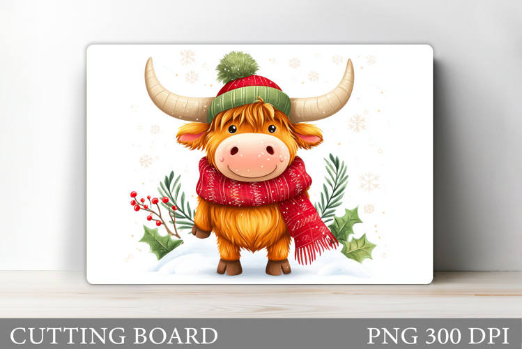 Highland Cow Cutting Board. Christmas Cutting Board