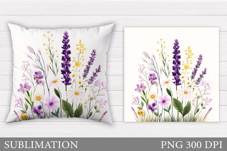 Wildflowers Pillow Sublimation. Flowers Sublimation