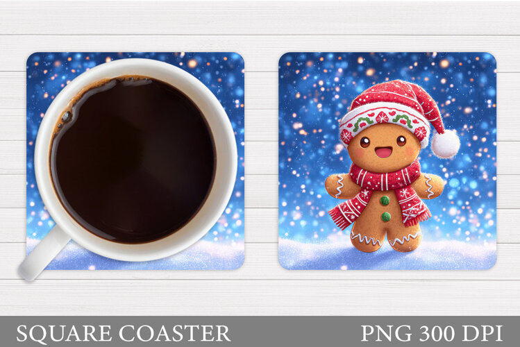 Gingerbread Coaster Design. Christmas Coaster Sublimation example image 1