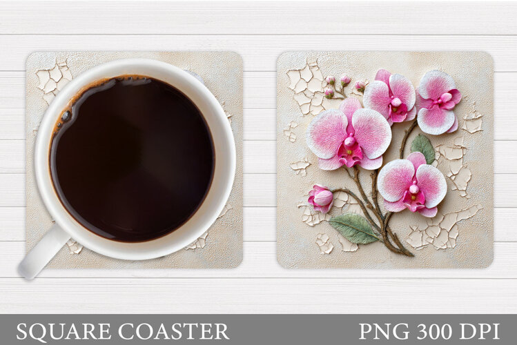 Flowers Coaster Sublimation. Floral Coaster Design example image 1