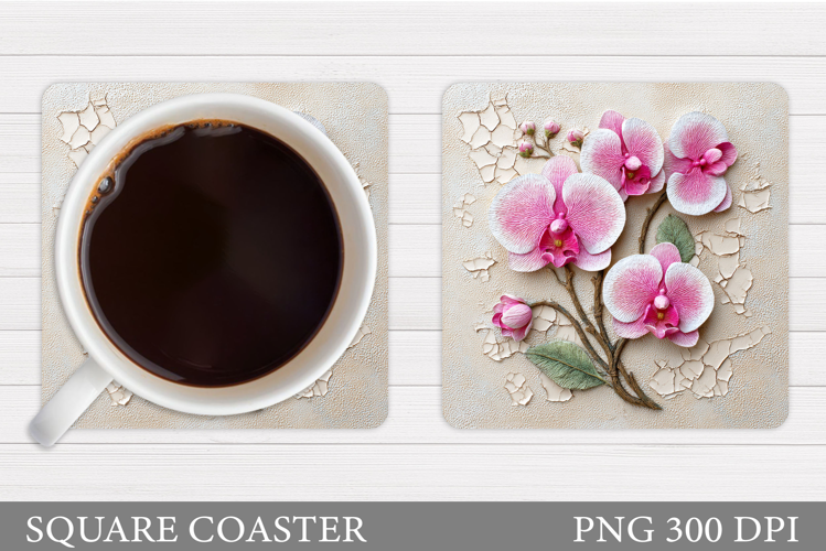 Flowers Coaster Sublimation. Floral Coaster Design