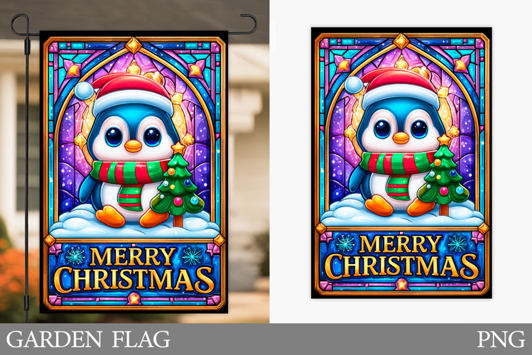 Cute Penguin Garden Flag. Christmas Garden Flag Sublimationn