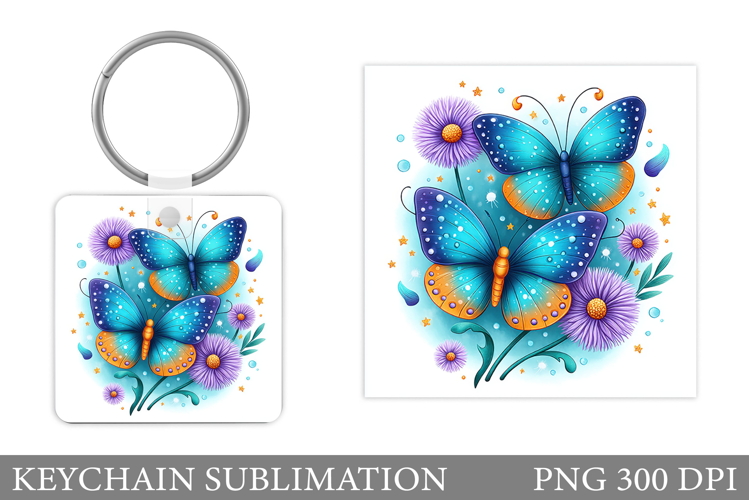 Butterflies Keychain Design. Butterflies Sublimation