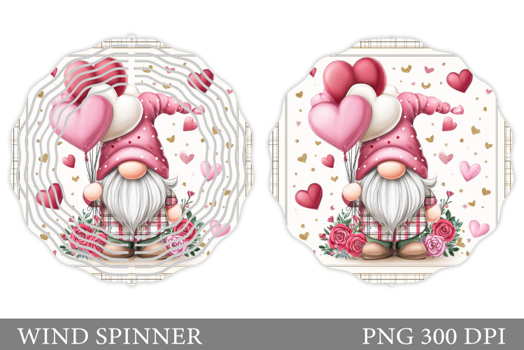 Valentines Gnome Wind Spinner. Valentines Wind Spinner