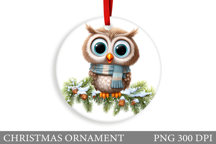 Christmas Owl Christmas Ornament. Christmas Owl Sublimation