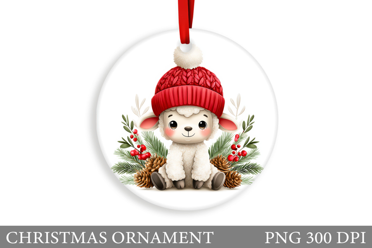 Cute Lamb Christmas Ornament. Christmas Lamb Sublimation