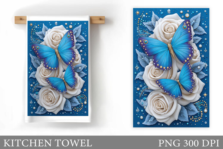 Butterfly Kitchen Towel Design. Butterfly Sublimation example image 1