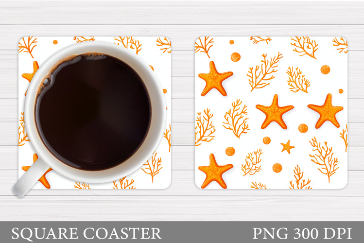 Starfish Coaster Sublimation. Seashell Coaster Design
