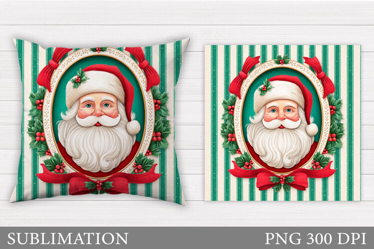 Santa Claus Pillow Design. Christmas Pillow Sublimation example image 1