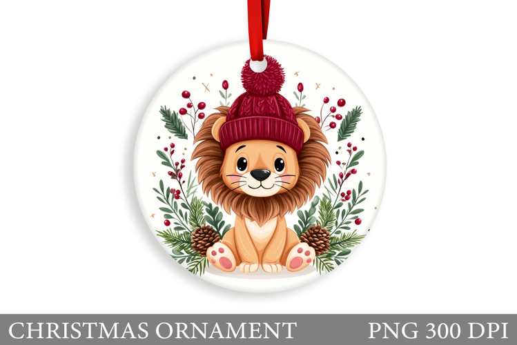 Cute Lion Christmas Ornament. Christmas Ornament Sublimation