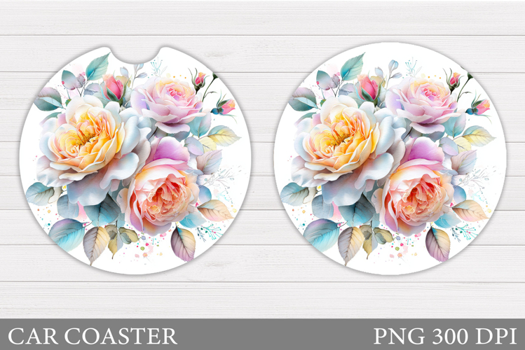Roses Car Coaster Design. Rose Car Coaster Sublimation