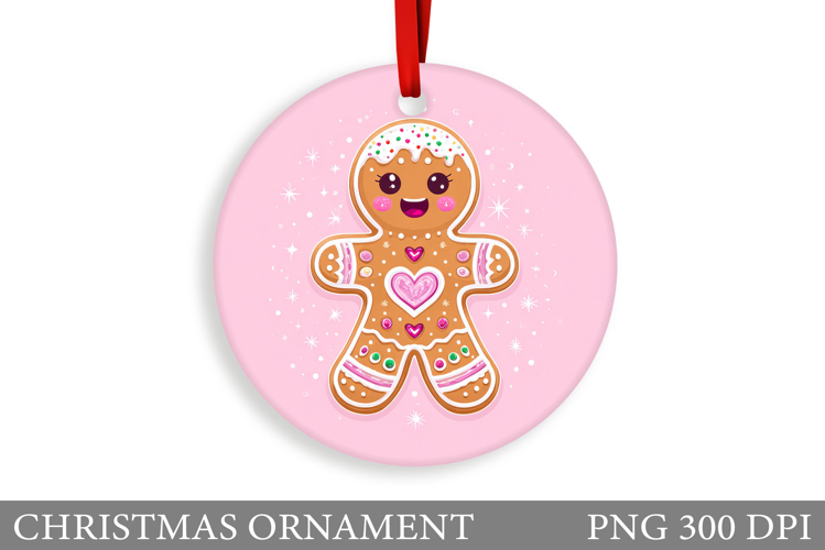 Gingerbread Christmas Ornament. Cute Raccoon Sublimation