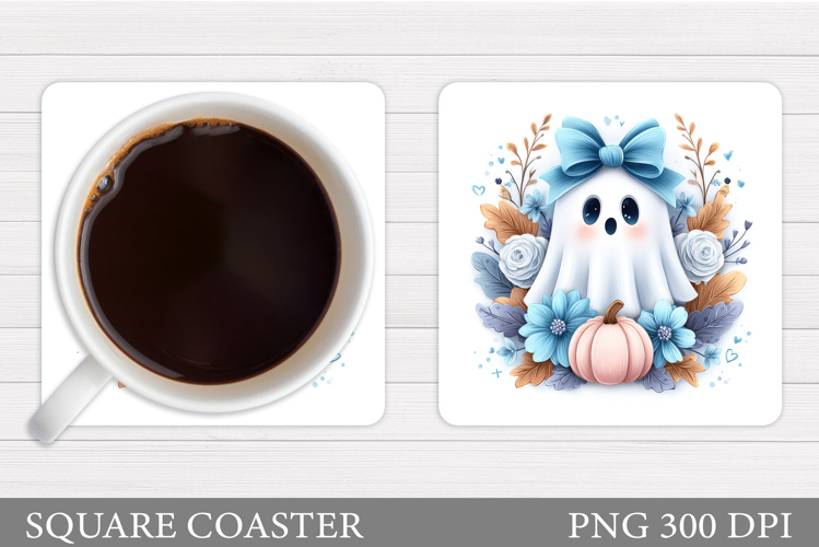 Halloween Cat Coaster. Halloween Ghost Coaster Design