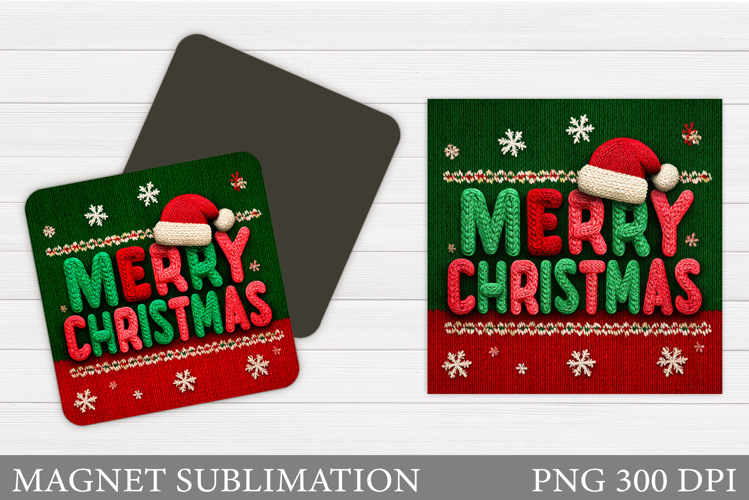 Merry Christmas Magnet Design. Christmas Magnet Sublimation