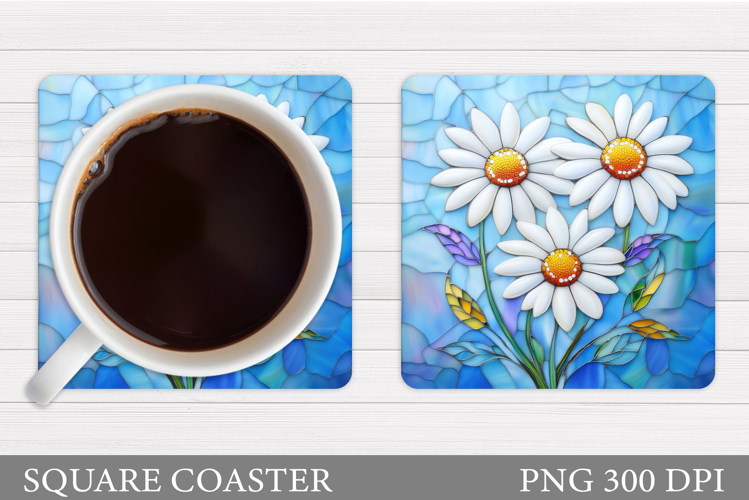 Daisy Flowers Coaster Design. Flowers Sublimation