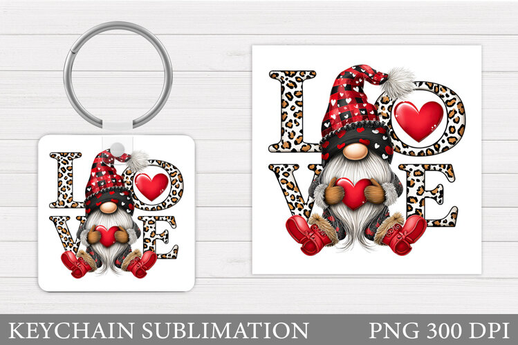 Valentines Gnome Keychain. Valentines Keychain Design example image 1