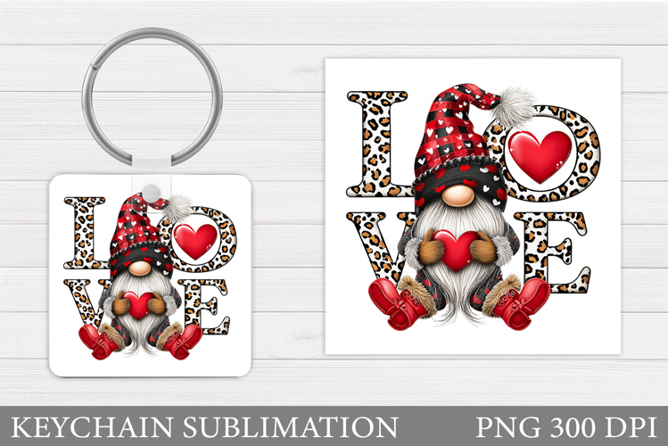 Valentines Gnome Keychain. Valentines Keychain Design