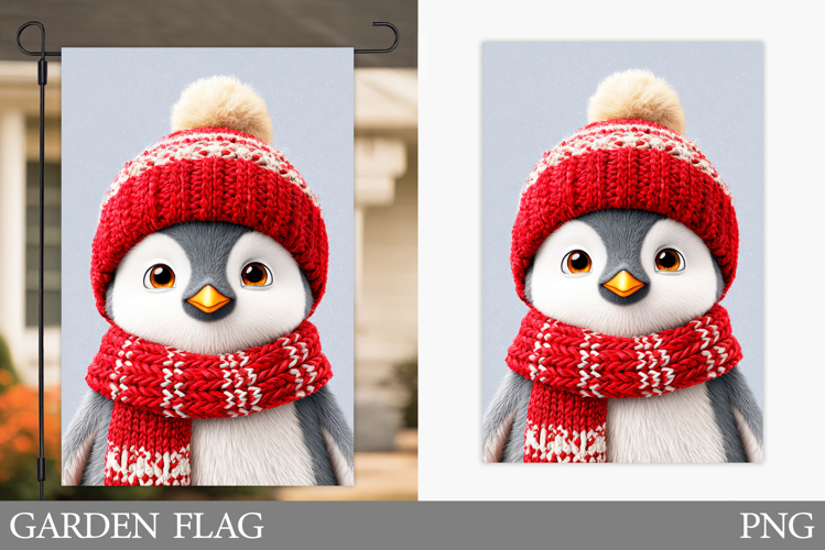 Penguin Garden Flag. Christmas Garden Flag Sublimation