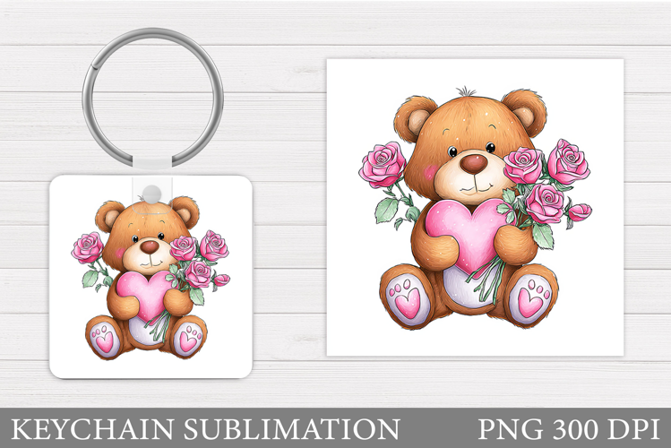 Valentines Bear Keychain. Cute Bear Keychain Design
