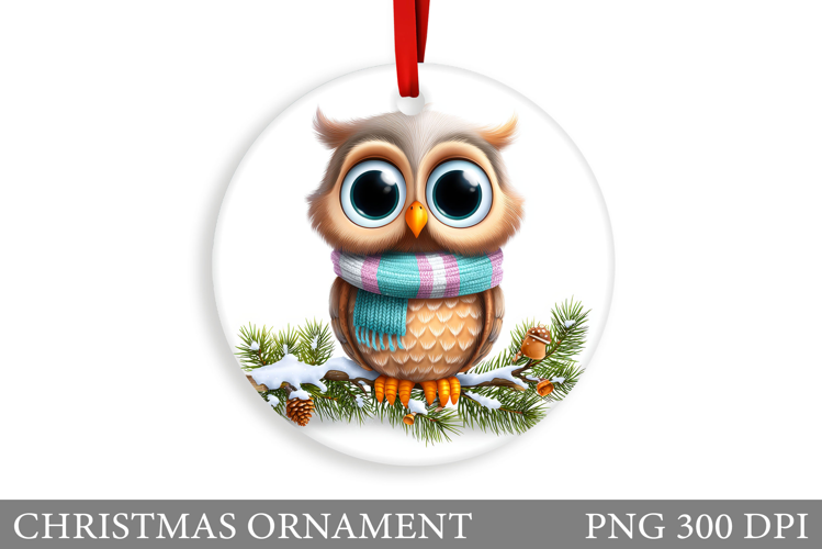 Christmas Owl Christmas Ornament. Christmas Owl Sublimation