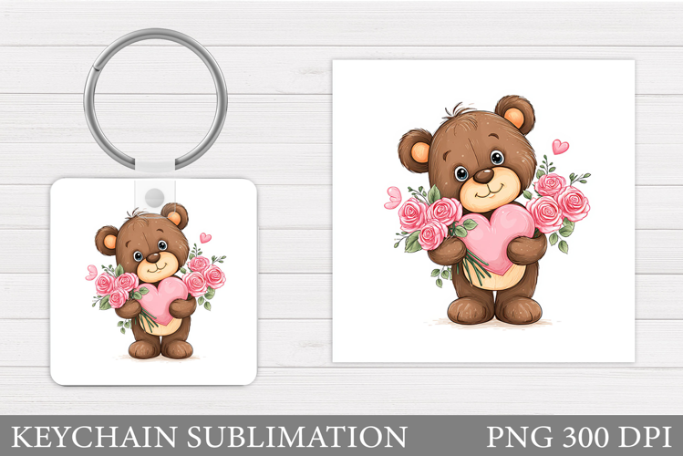 Valentines Bear Keychain. Cute Bear Keychain Design