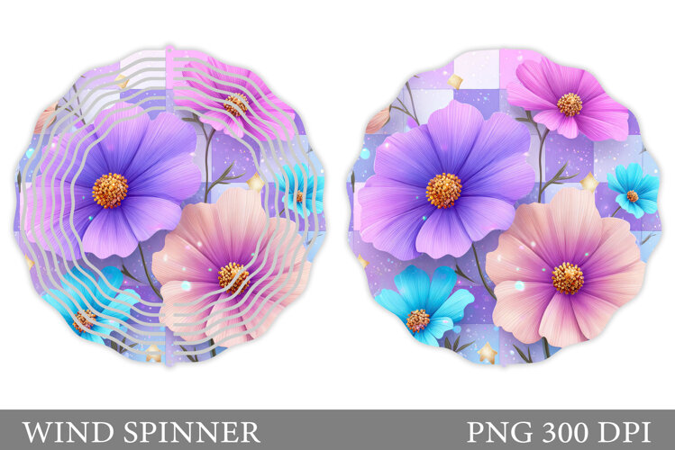 Floral Wind Spinner Sublimation. Flowers Wind Spinner Design example image 1
