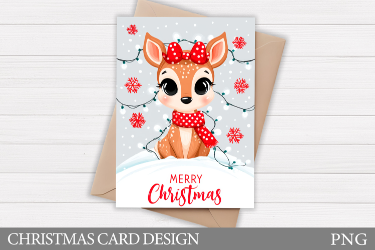 Christmas Deer Card Printable. Christmas Card Design