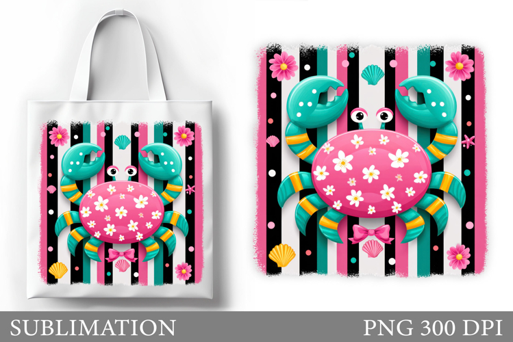 Crab Tote Bag Design. Crab Sublimation