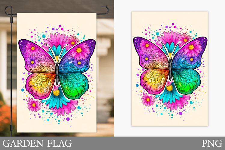 Butterfly Garden Flag Design. Butterfly Sublimation example image 1
