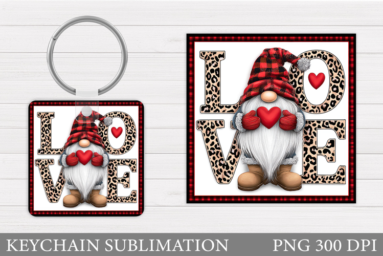 Valentines Gnome Keychain. Valentines Keychain Sublimation