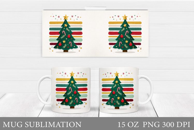 Christmas Tree Mug Design. Christmas Mug Sublimation