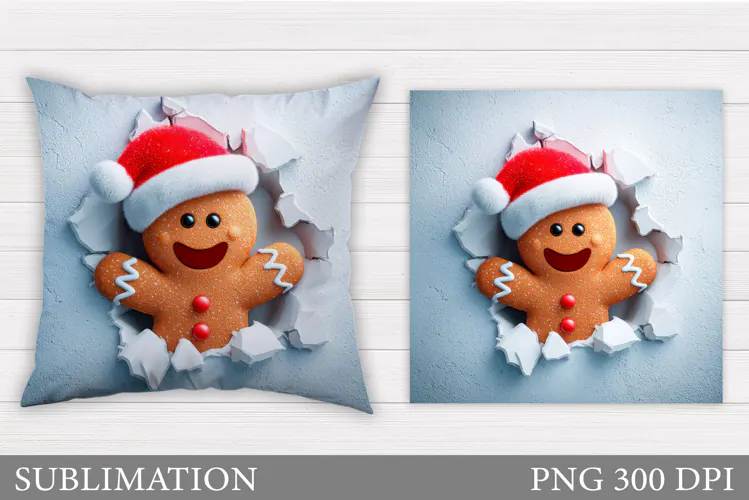 Gingerbread Pillow Design. Christmas Pillow Sublimation