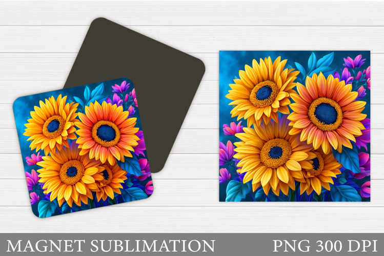 Sunflowers Magnet. Summer Flowers Magnet Sublimation