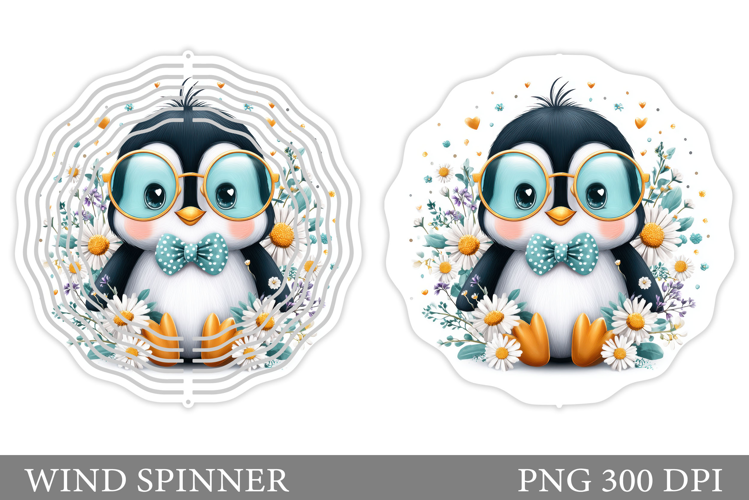 Cute Penguin Wind Spinner Design. Cute Penguin Sublimation