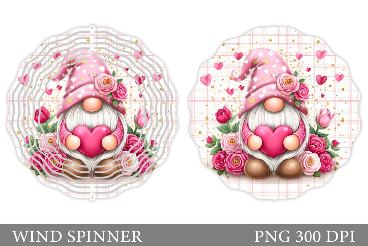 Valentines Gnome Wind Spinner. Valentines Wind Spinner