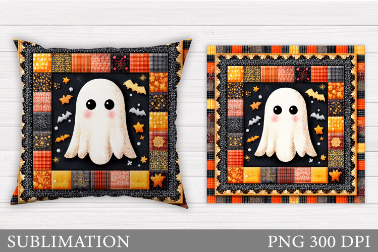 Cute Ghost Pillow Design. Halloween Pillow Sublimation example image 1