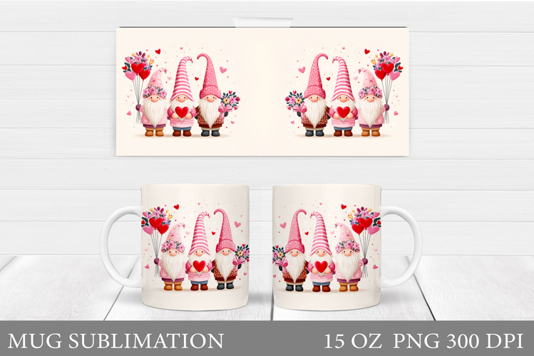 Valentines Gnome Mug. Valentines Mug Sublimation