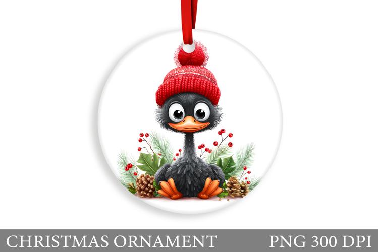 Ostrich Christmas Ornament. Christmas Ostrich Sublimation