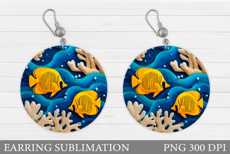 Fish Earring Sublimation. Fish Round Earring Design